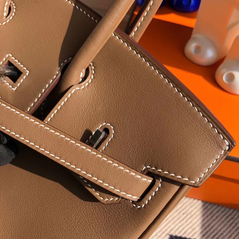 Hermès（爱马仕）Birkin 原厂swift 皮 ck18 大象灰 etoupe 银扣 顶级手缝 25cm