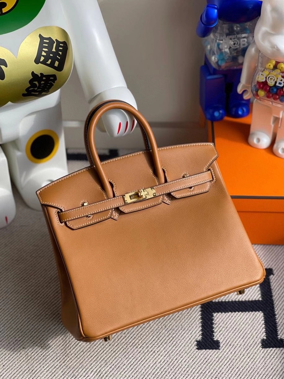 Hermès(爱马仕)Birkin 25cm Swift ck37 金棕色 gold 金扣 顶级手缝 现货-拉尔森鳄鱼皮具定制 - 爱马仕包包官网 Hermès(爱马仕)Birkin 25cm Swift ck37 金棕色 gold 金扣 顶级手缝 现货