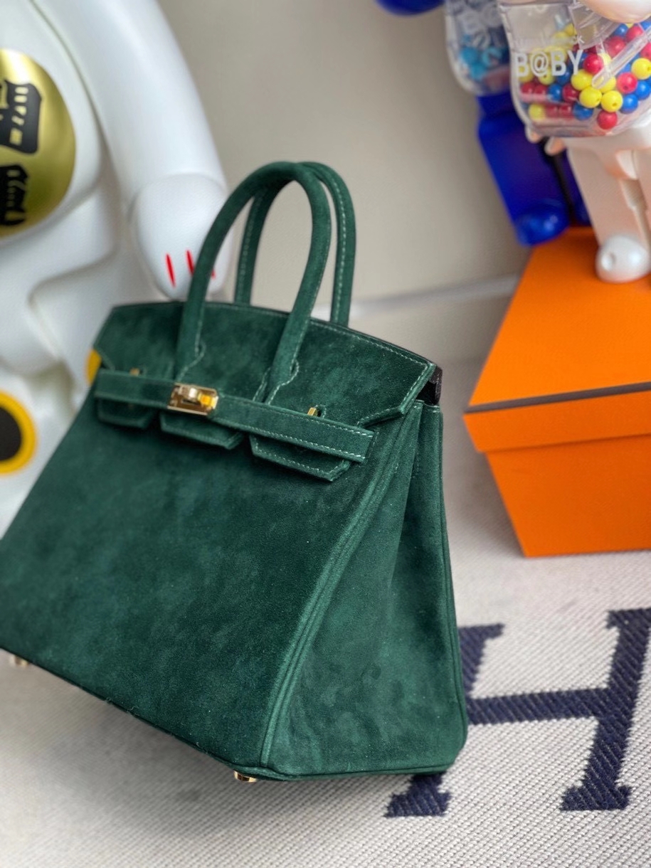 Hermès(爱马仕)Birkin 25cm 麂皮 2Q英国绿 金扣 顶级手缝 现货-拉尔森鳄鱼皮具定制 - 爱马仕包包官网 Hermès(爱马仕)Birkin 25cm 麂皮 2Q英国绿 金扣 顶级手缝 现货