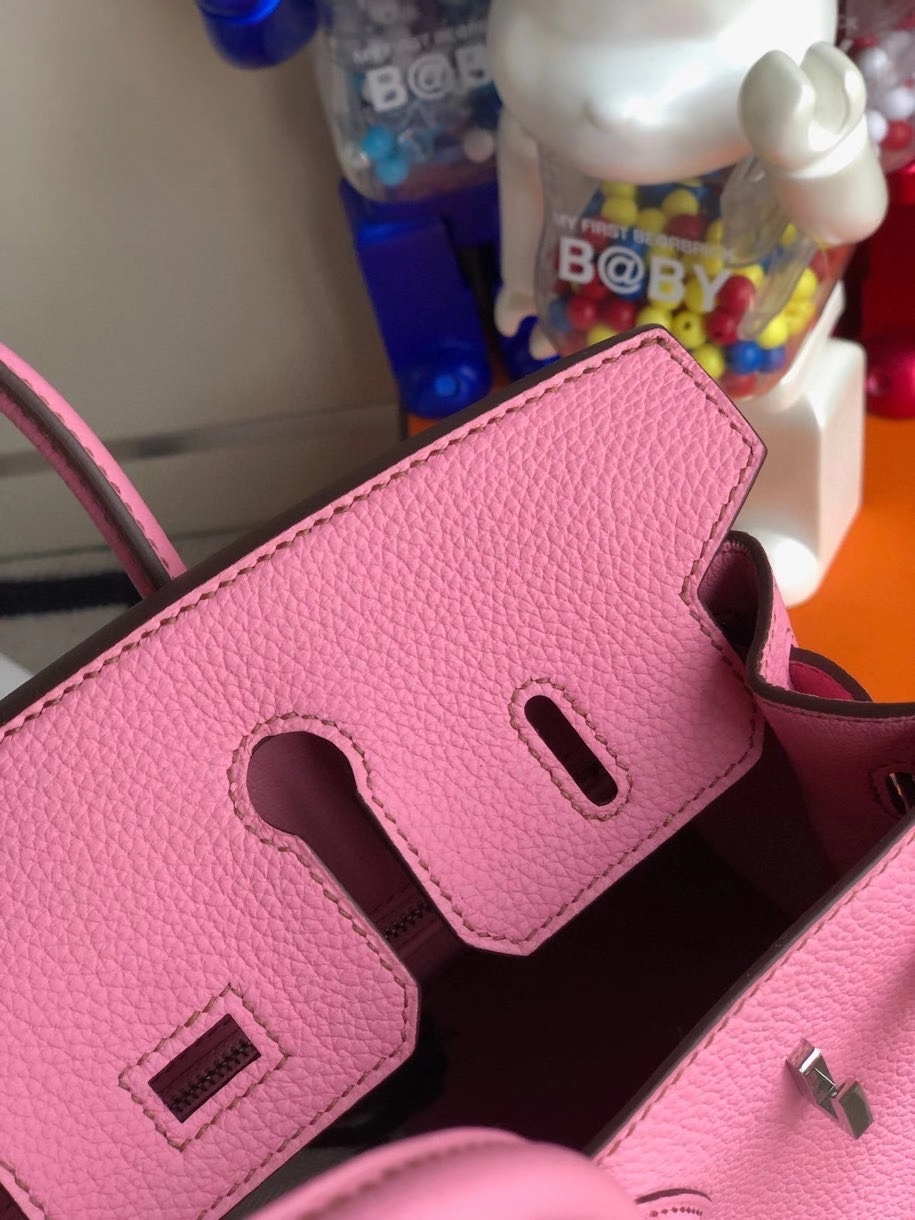 Hermès（爱马仕）Birkin 25cm 原厂小牛皮  5p 樱花粉 银扣 顶级手缝 现货