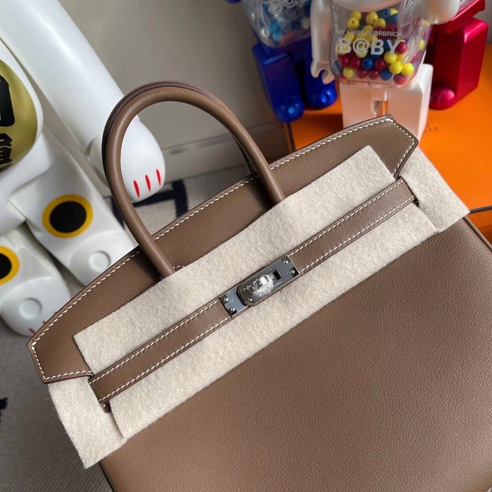 Hermès（爱马仕）Birkin 25cm Swift  ck18 大象灰Etoupe 银扣 顶级手缝 现货