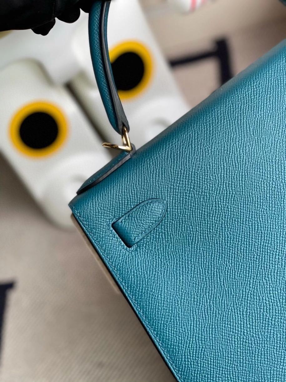 Hermès（爱马仕）Kelly 28cm Epsom 原厂掌纹皮 W0 博斯普鲁斯绿 金扣 顶级手缝
