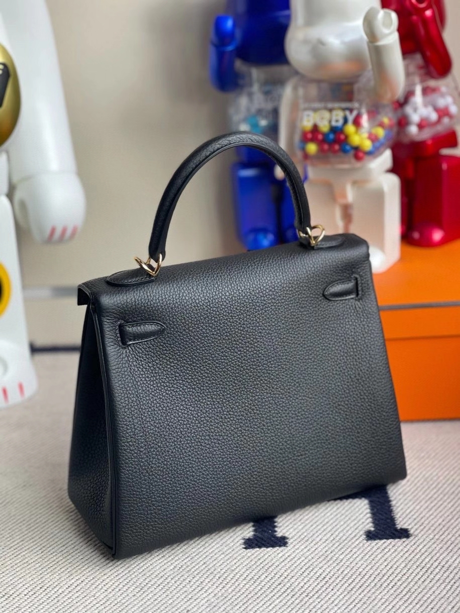 Hermès（爱马仕）Kelly 25cm 原厂小牛皮 togo ck89 黑色 Noir 金扣 顶级手缝 现货