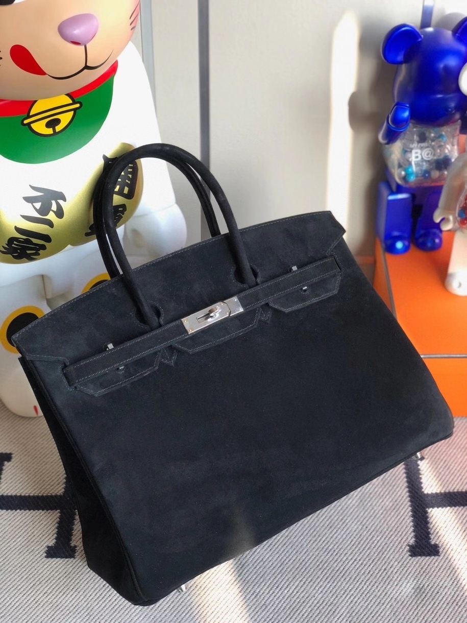 Hermès（爱马仕）Birkin 35cm 麂皮 ck89黑色noir 银扣 顶级手缝
