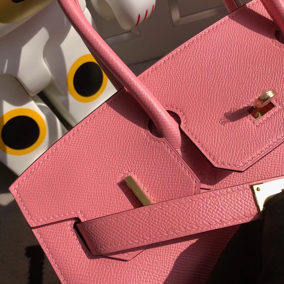 Hermès（爱马仕）Birkin 30cm Epsom 原厂掌纹皮 外缝 1Ｑ奶昔粉 rose confetti 金扣 顶级手缝 定制