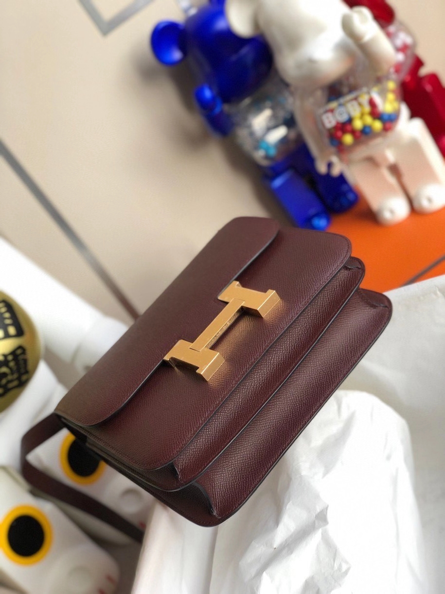 Hermès（爱马仕）Constance 18cm Epsom 原厂掌纹皮 ck55爱马仕红 金扣 顶级手缝 定制