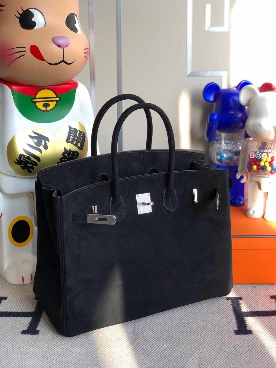 Hermès（爱马仕）Birkin 35cm 麂皮 ck89黑色noir 银扣 顶级手缝