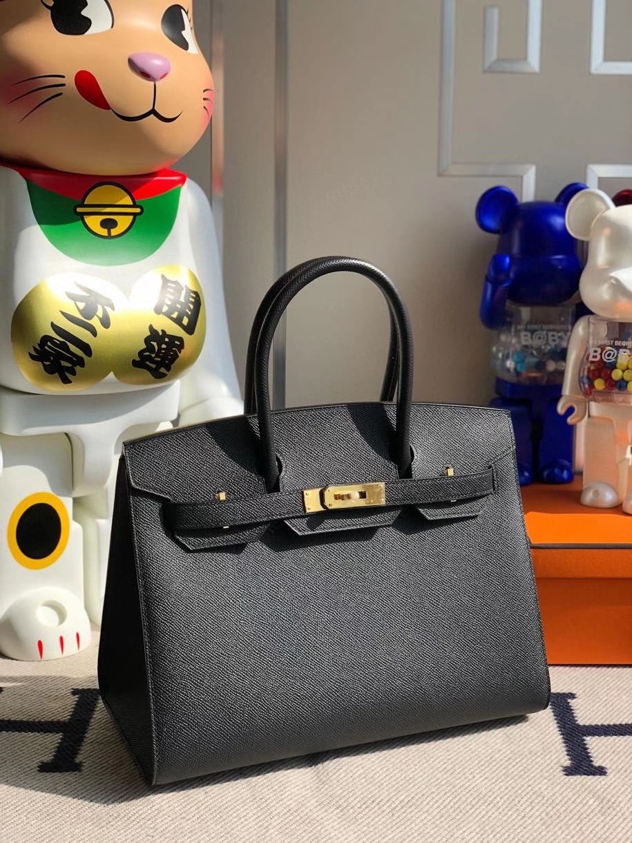 Hermès（爱马仕）Birkin 30cm Epsom 原厂掌纹皮 外缝  ck89 黑色 Noir 金扣 顶级手缝 定制