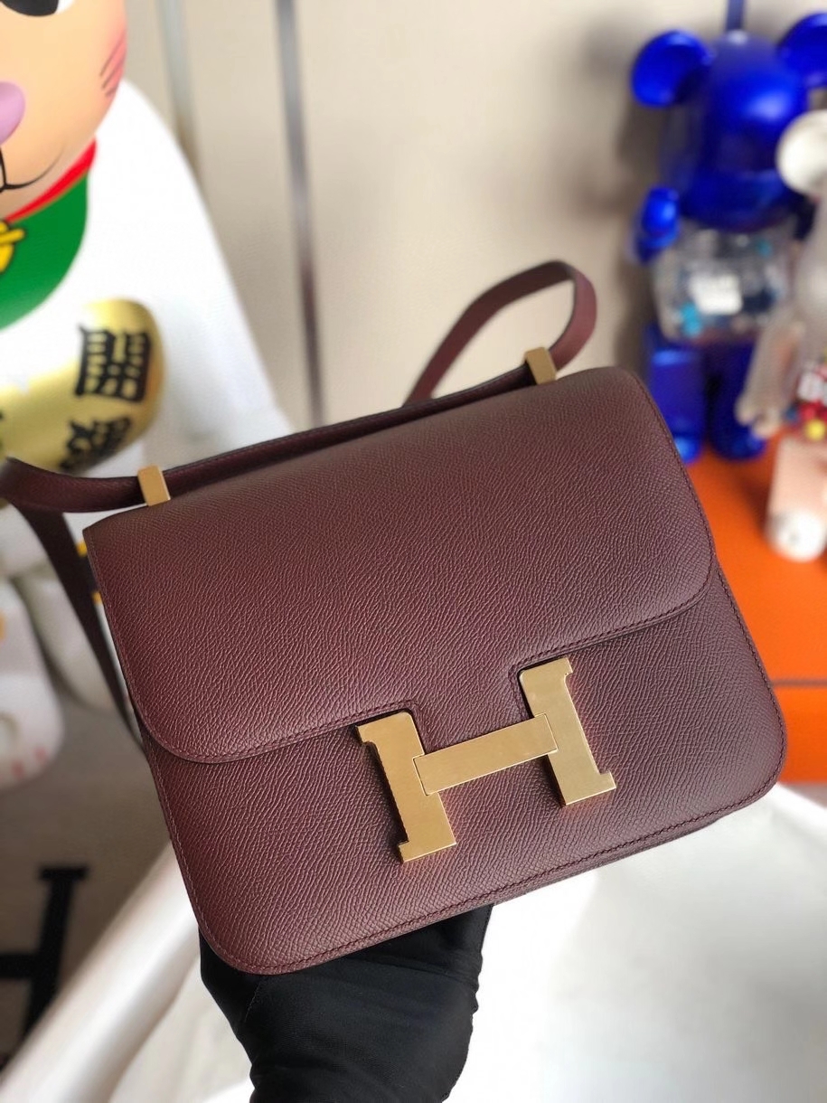 Hermès（爱马仕）Constance 18cm Epsom 原厂掌纹皮 ck55爱马仕红 金扣 顶级手缝 定制