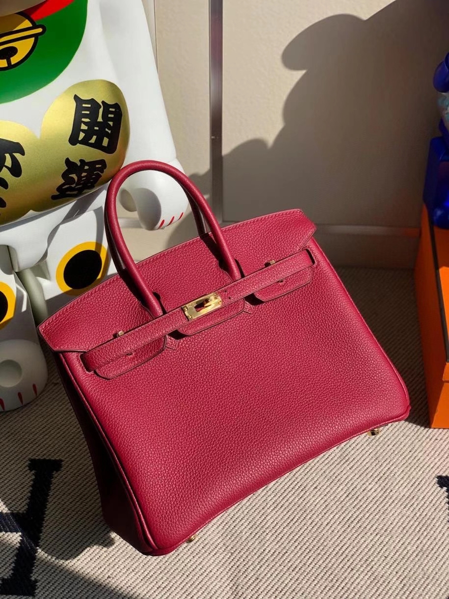 Hermès（爱马仕）Birkin 25cm 原厂小牛皮 togo K1 石榴红 rouge grenat 金扣 顶级手缝 现货