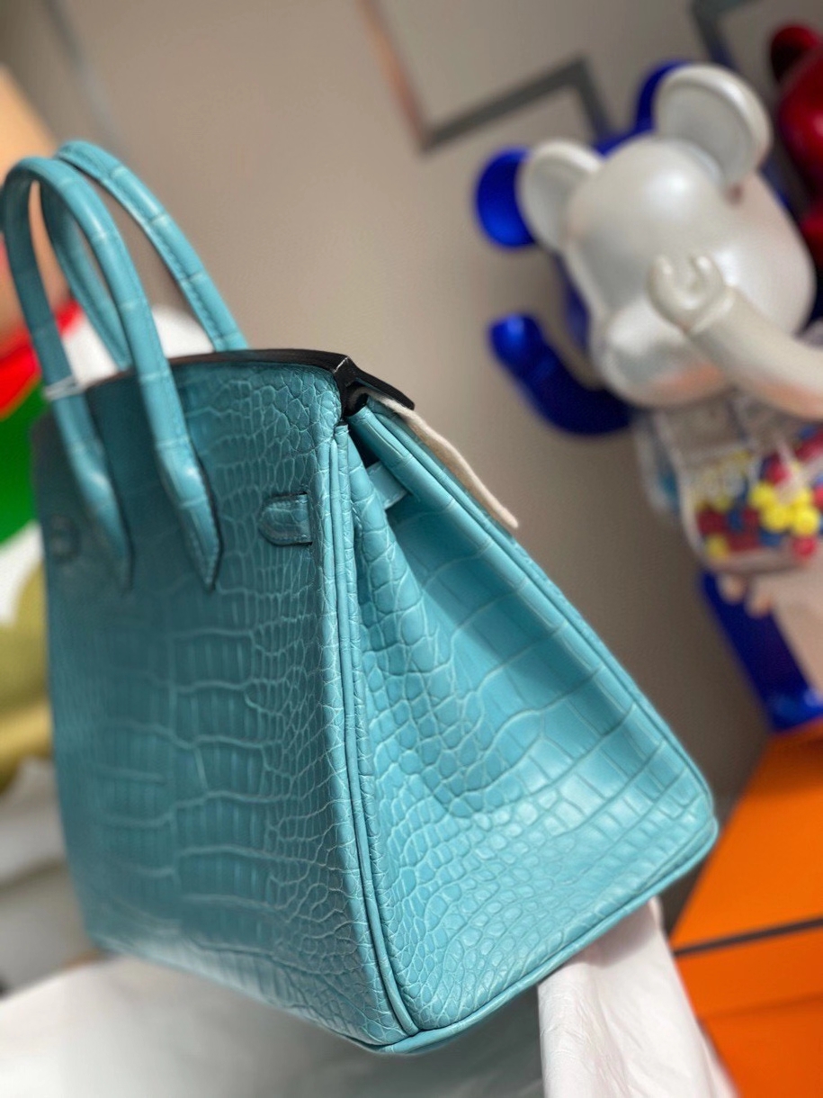 Hermès（爱马仕）Birkin 25cm Alligator matt 雾面鳄鱼 3Z 圣西尔蓝 银扣 顶级手缝