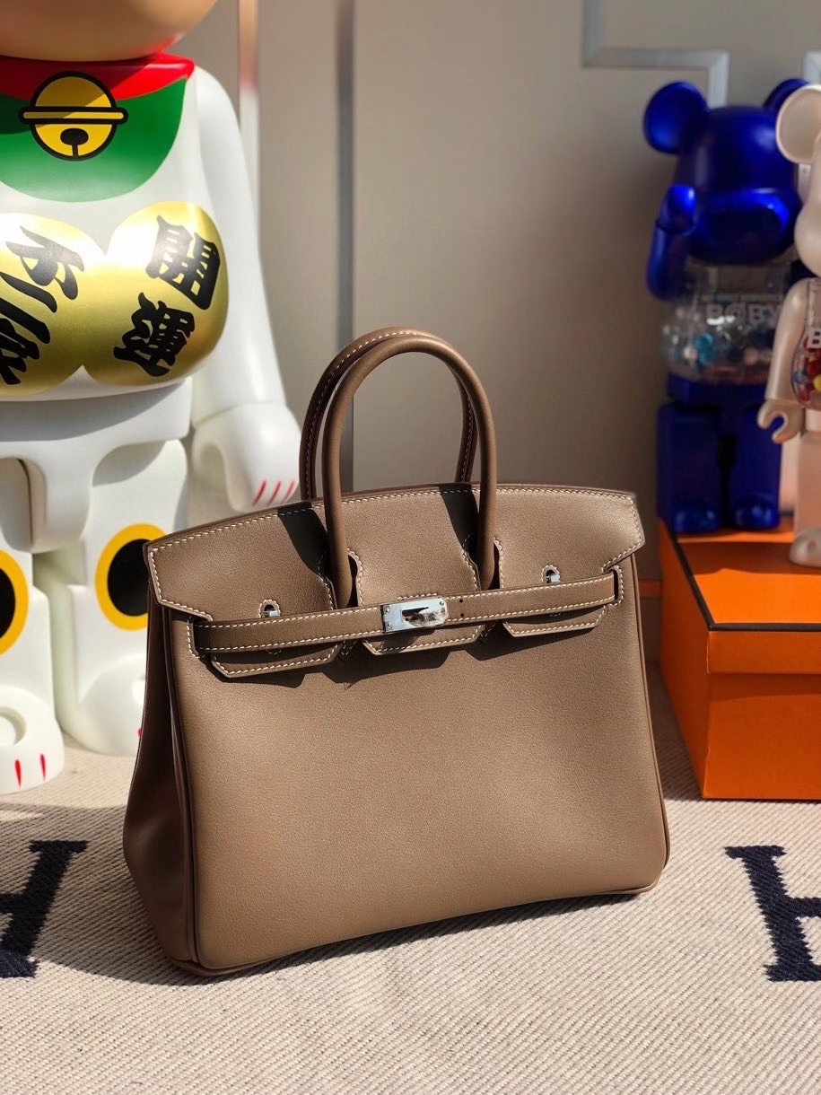 Hermès（爱马仕）Birkin 原厂swift 皮 ck18 大象灰 etoupe 银扣 顶级手缝 25cm