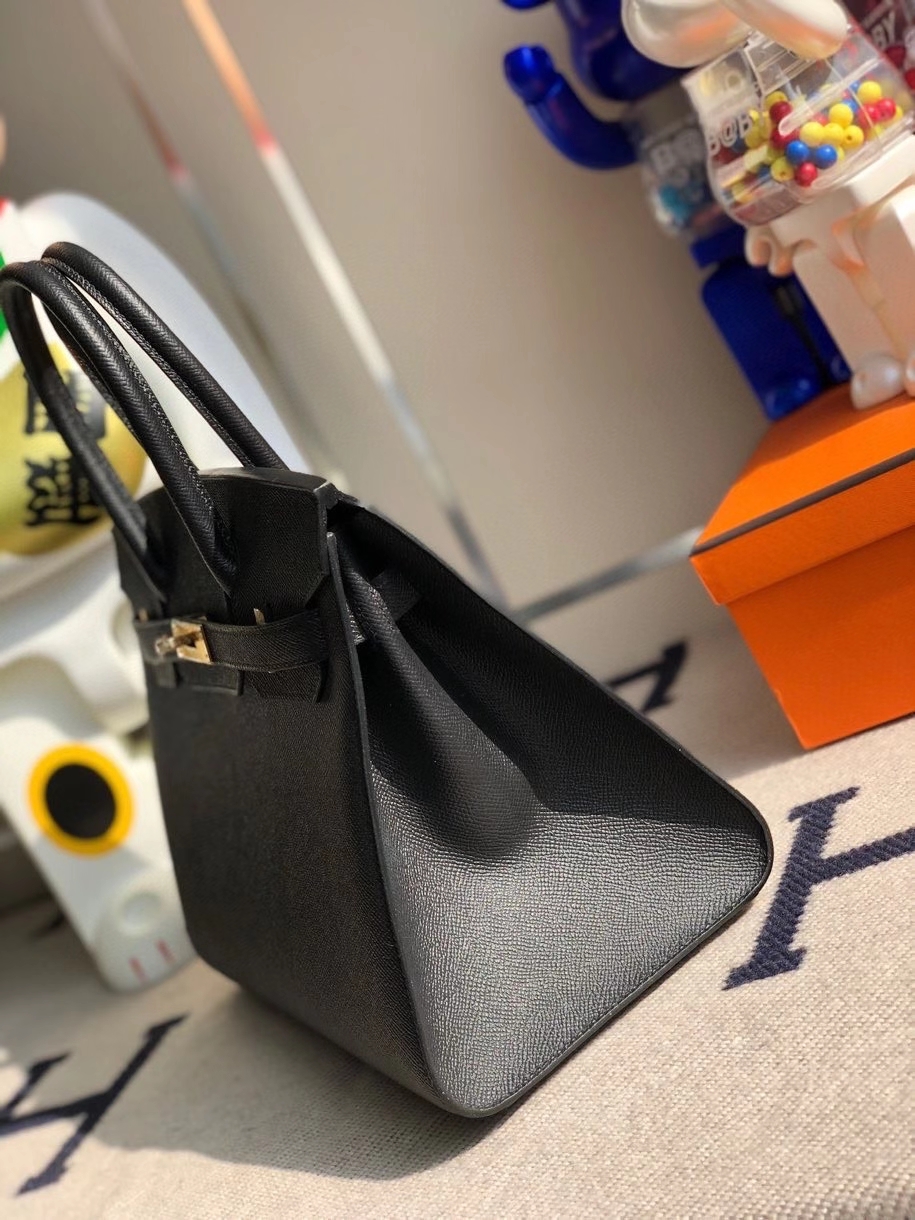 Hermès（爱马仕）Birkin 30cm Epsom 原厂掌纹皮 外缝  ck89 黑色 Noir 金扣 顶级手缝 定制