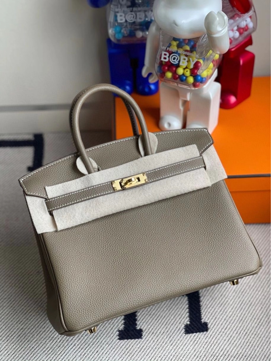 Hermès（爱马仕）Birkin 25cm 原厂小牛皮 togo ck18 大象灰 Etoupe 金扣 顶级手缝 现货
