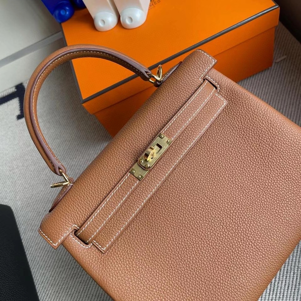 Hermès（爱马仕）Kelly 25cm 原厂小牛皮 togo ck37 金棕色 Gold 金扣 顶级手缝 现货