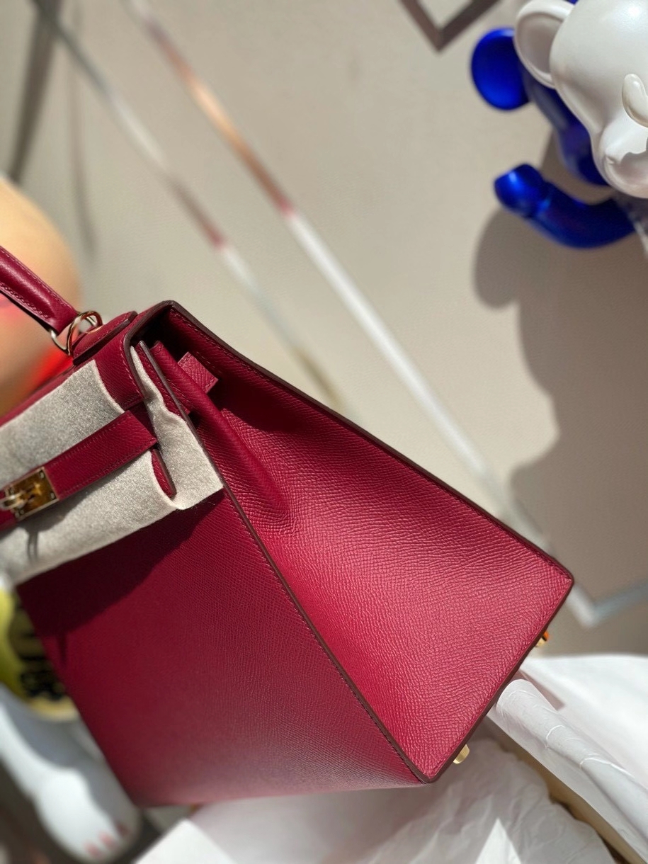 Hermès（爱马仕）Kelly 28cm Epsom 原厂掌纹皮 K1 石榴红 Rouge grenat 金扣 顶级手缝