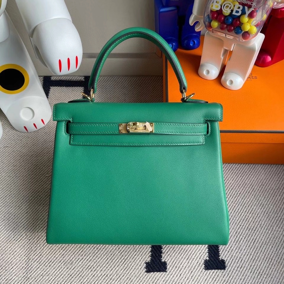 Hermès（爱马仕）Kelly 25cm Swift  U4 丝绒绿 金扣 顶级手缝 现货