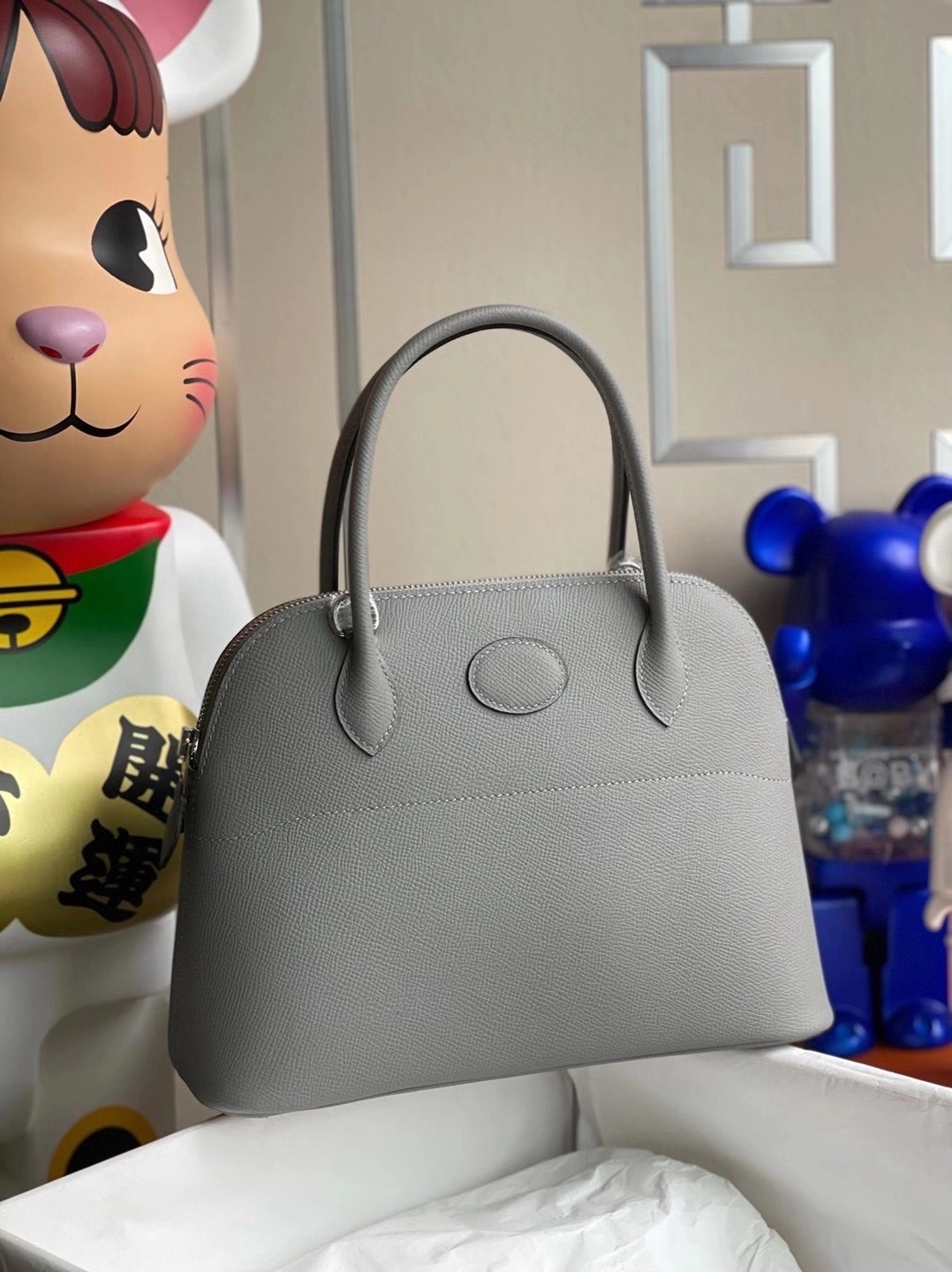 Hermès（爱马仕）Bolide 27cm Epsom 4Z海鸥灰 顶级工艺 全手工缝制 银扣