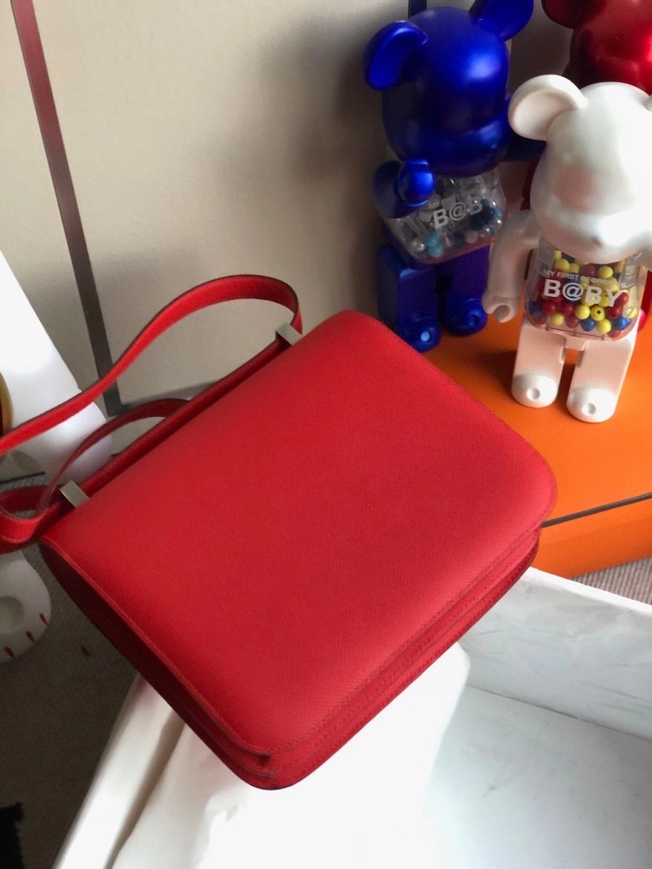 Hermès（爱马仕）Constance 24cm Epsom 原厂掌纹皮 心红色拼x9珐琅扣