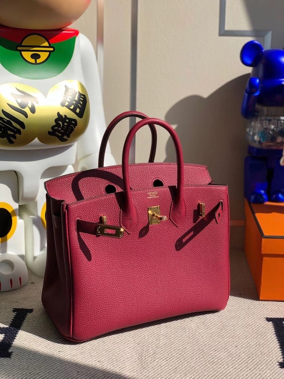Hermès（爱马仕）Birkin 25cm 原厂小牛皮 togo K1 石榴红 rouge grenat 金扣 顶级手缝 现货
