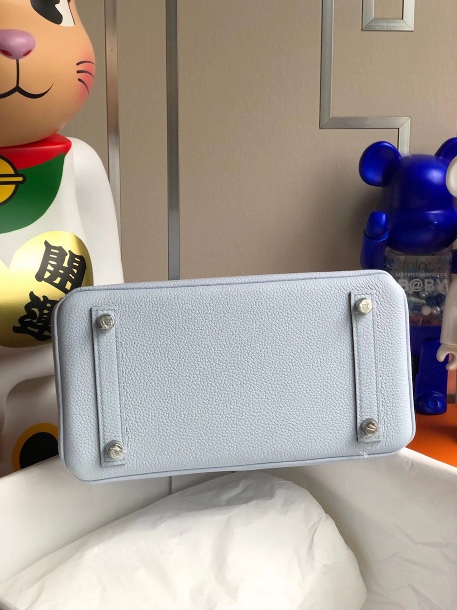 Hermès（爱马仕）Birkin 25cm 原厂小牛皮 togo T0 雾蓝色 银扣 顶级手缝 现货