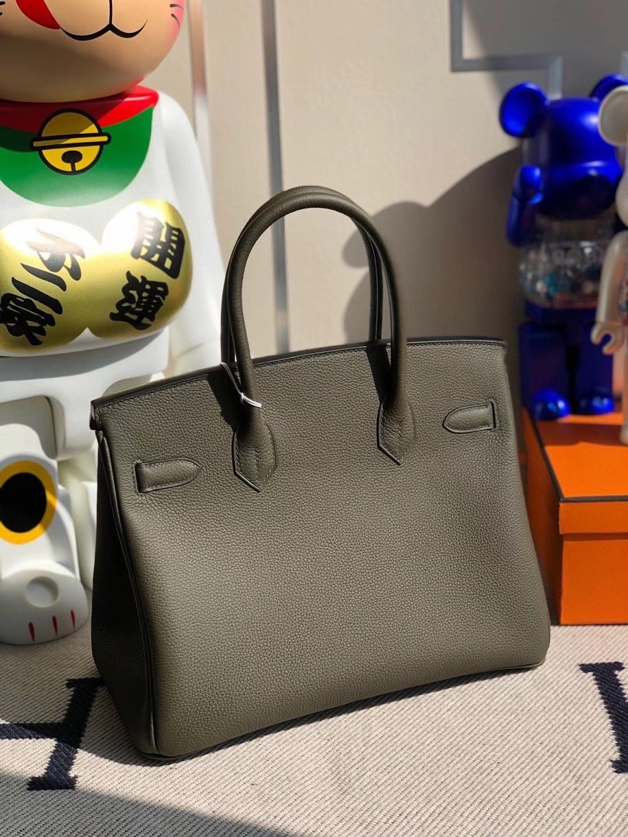 Hermès（爱马仕）Birkin 30cm 原厂小牛皮 togo 6H 橄榄绿 金扣 顶级手缝