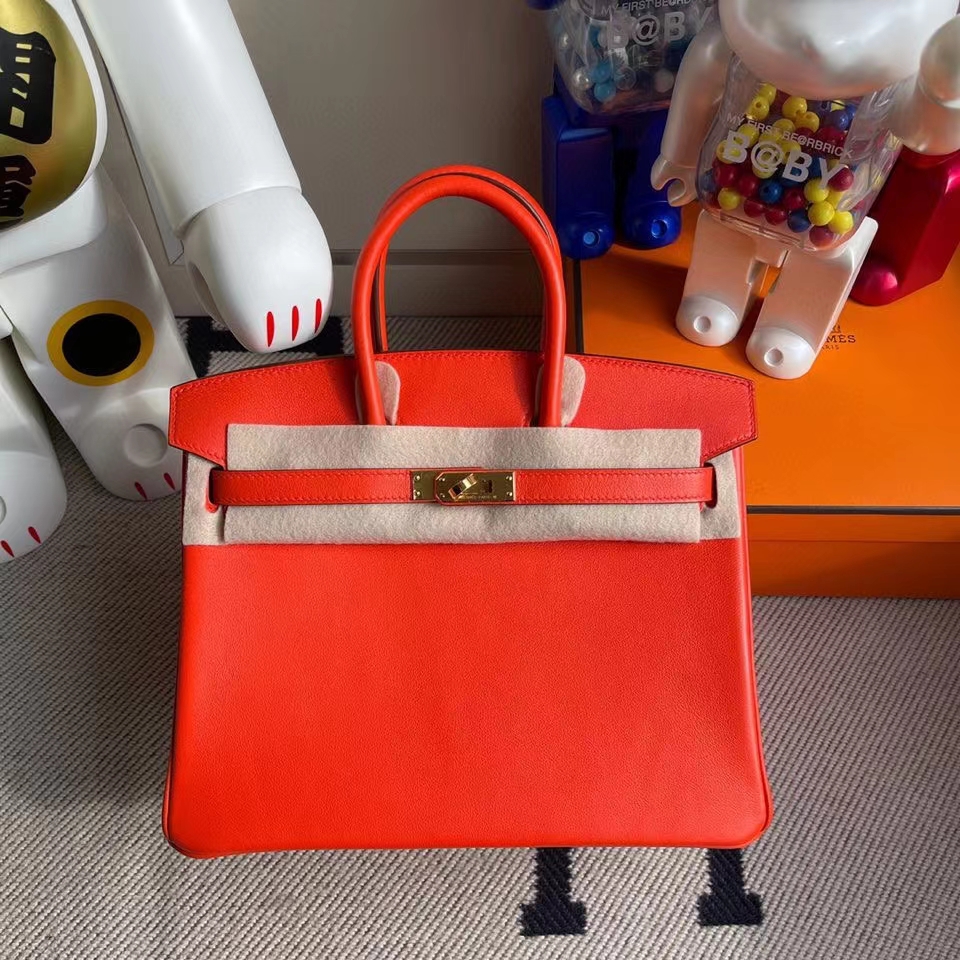 Hermès（爱马仕）Birkin 25cm Swift  火焰橙 金扣 顶级手缝 现货