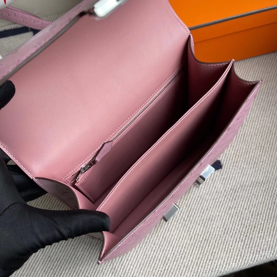 Hermès（爱马仕）Constance 24cm Ostrich kk鸵鸟  薰衣草紫 银扣 顶级手缝 定制