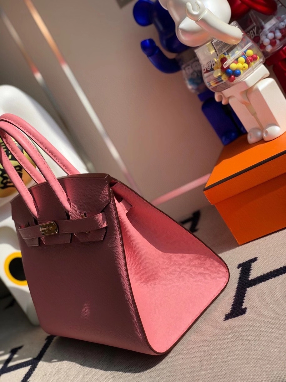Hermès（爱马仕）Birkin 30cm Epsom 原厂掌纹皮 外缝 1Ｑ奶昔粉 rose confetti 金扣 顶级手缝 定制