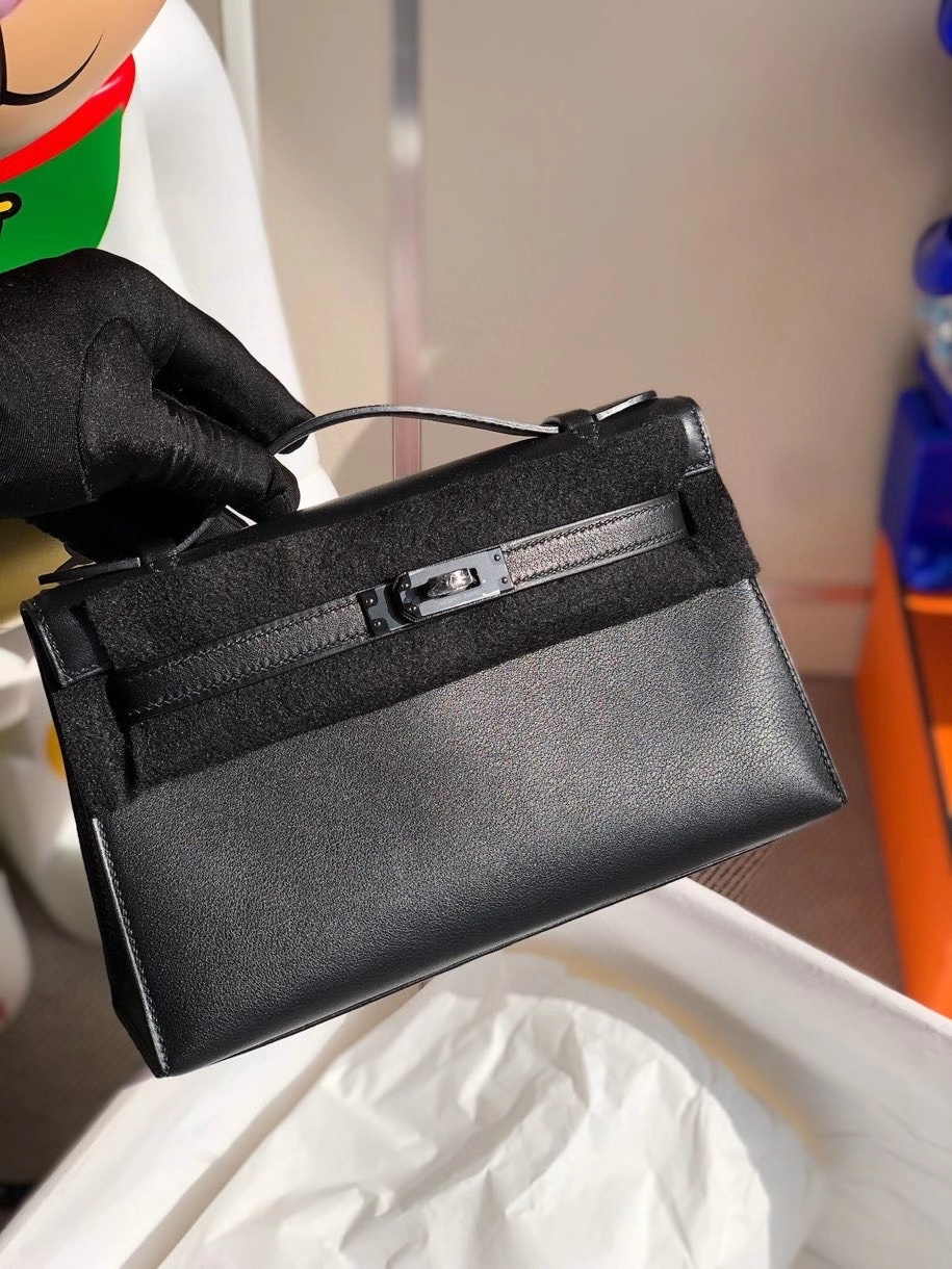 Hermès（爱马仕）Mini kelly pochette 22cm Swift  ck89 黑色 黑扣 So black 顶级手缝