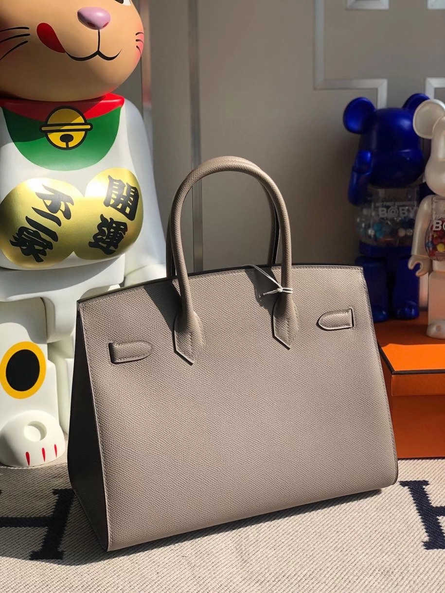 Hermès（爱马仕）Birkin 30cm Epsom 原厂掌纹皮 外缝 M8 沥青灰 Gris ashpite 金扣 顶级手缝 定制