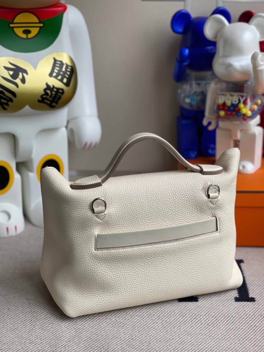 Hermès（爱马仕）2424 29cm ck10 奶昔白拼鳄鱼 银扣 顶级手缝 定制