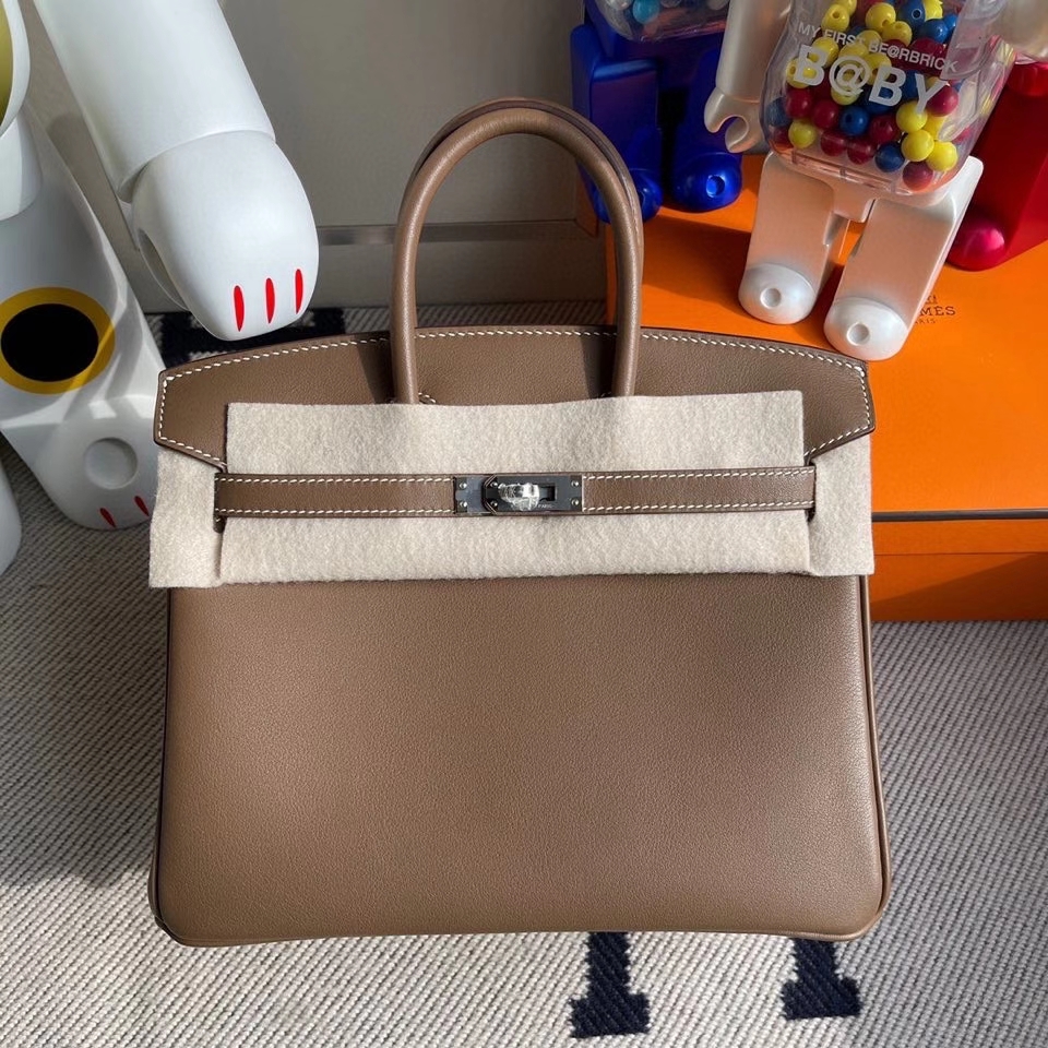 Hermès（爱马仕）Birkin 25cm Swift  ck18 大象灰Etoupe 银扣 顶级手缝 现货