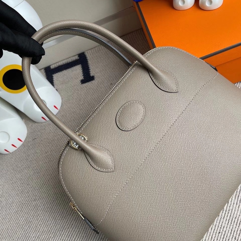 Hermès（爱马仕）Bolide 27cm Epsom 原厂掌纹皮 M8 沥青灰 金扣 顶级手缝