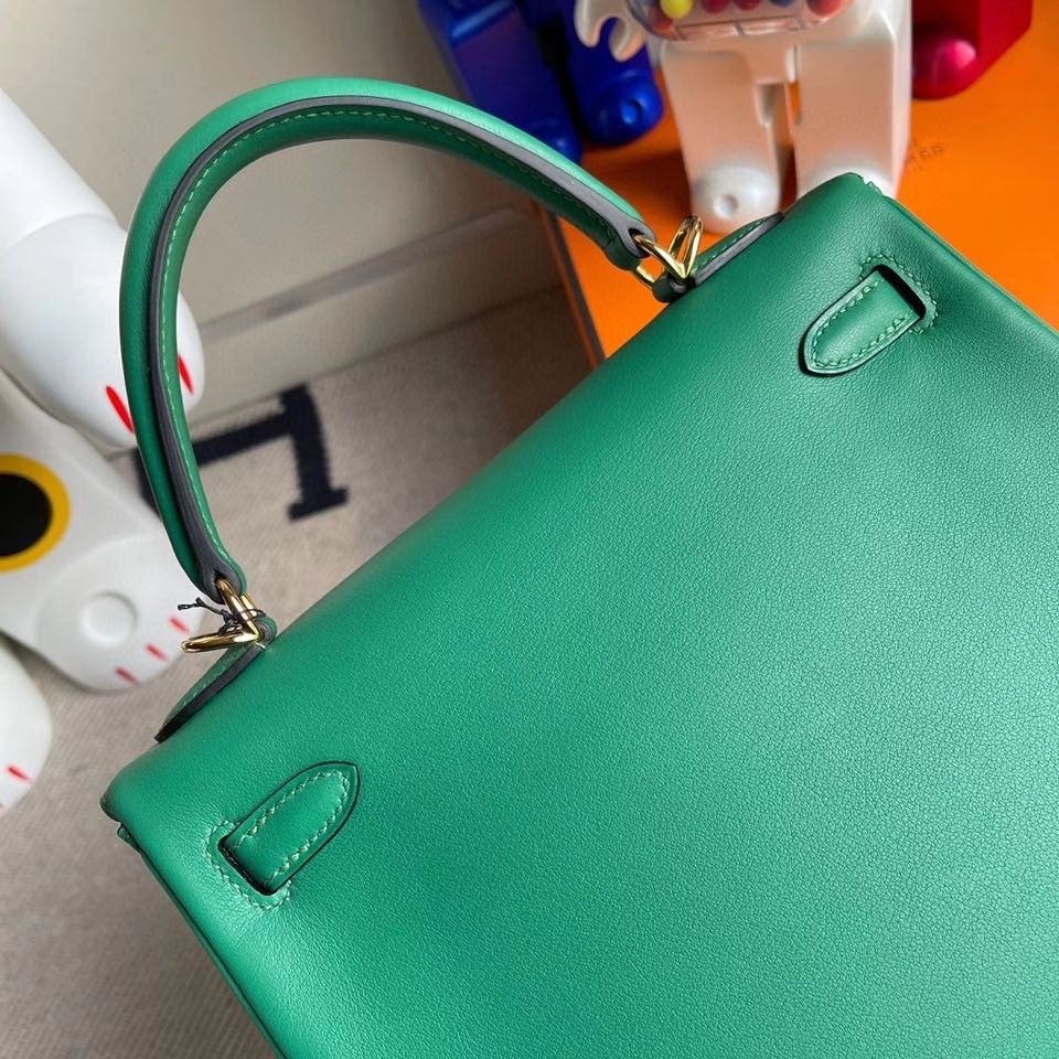 Hermès（爱马仕）Kelly 25cm Swift  U4 丝绒绿 金扣 顶级手缝 现货