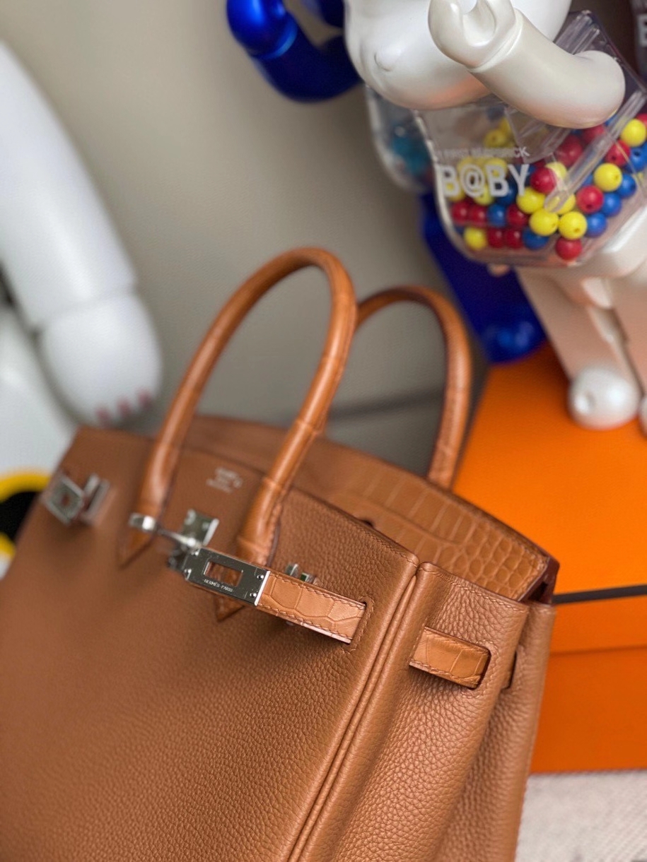 Hermès（爱马仕）Touch系列 Birkin 25cm  金棕色 雾面鳄鱼 银扣