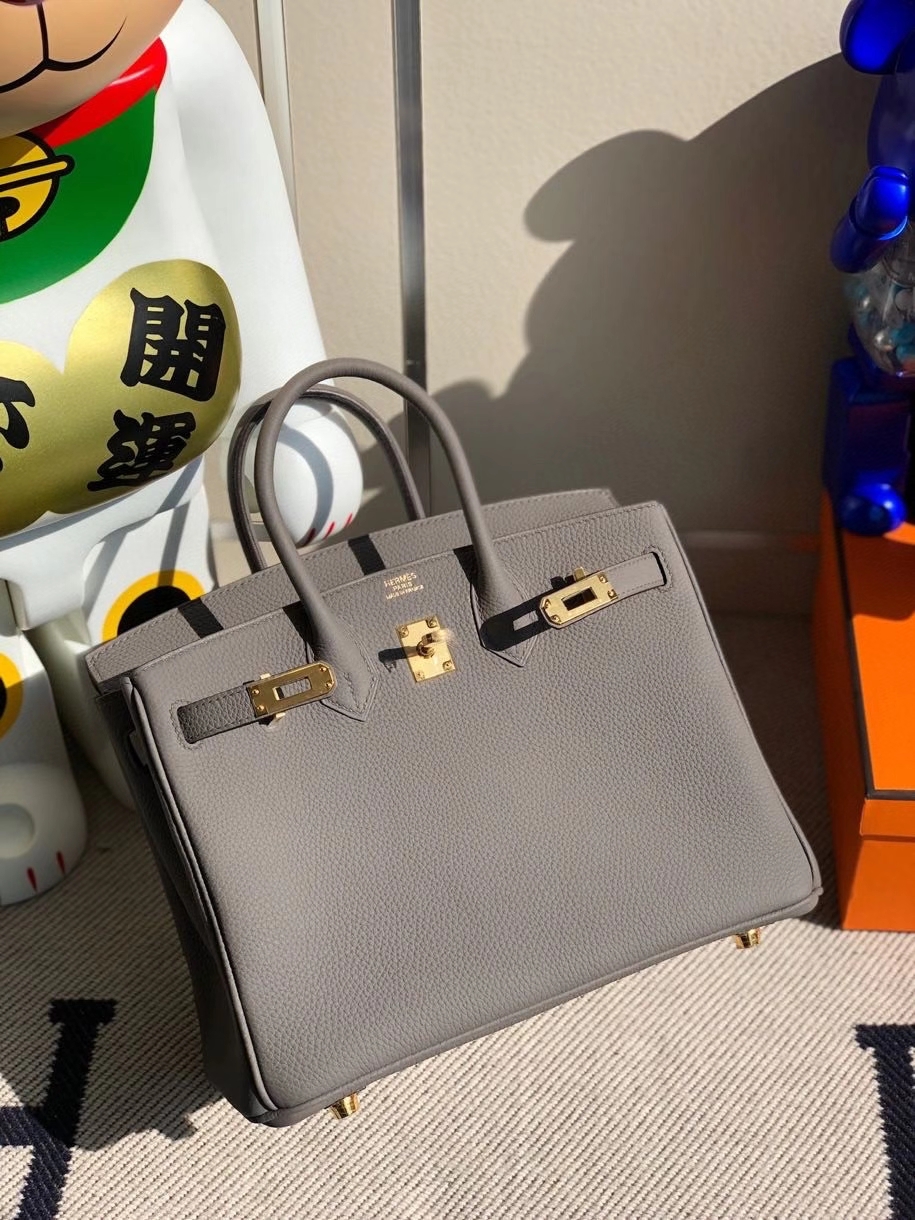 Hermès（爱马仕）Birkin 25cm 原厂小牛皮 togo 8F 锡器灰 Etain 金扣 顶级手缝