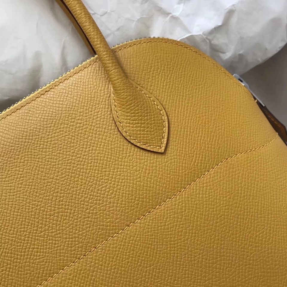 Hermès（爱马仕）Bolide 27cm Epsom 原厂掌纹皮 9Ｄ琥珀黄 Amber 银扣 顶级手缝 现货