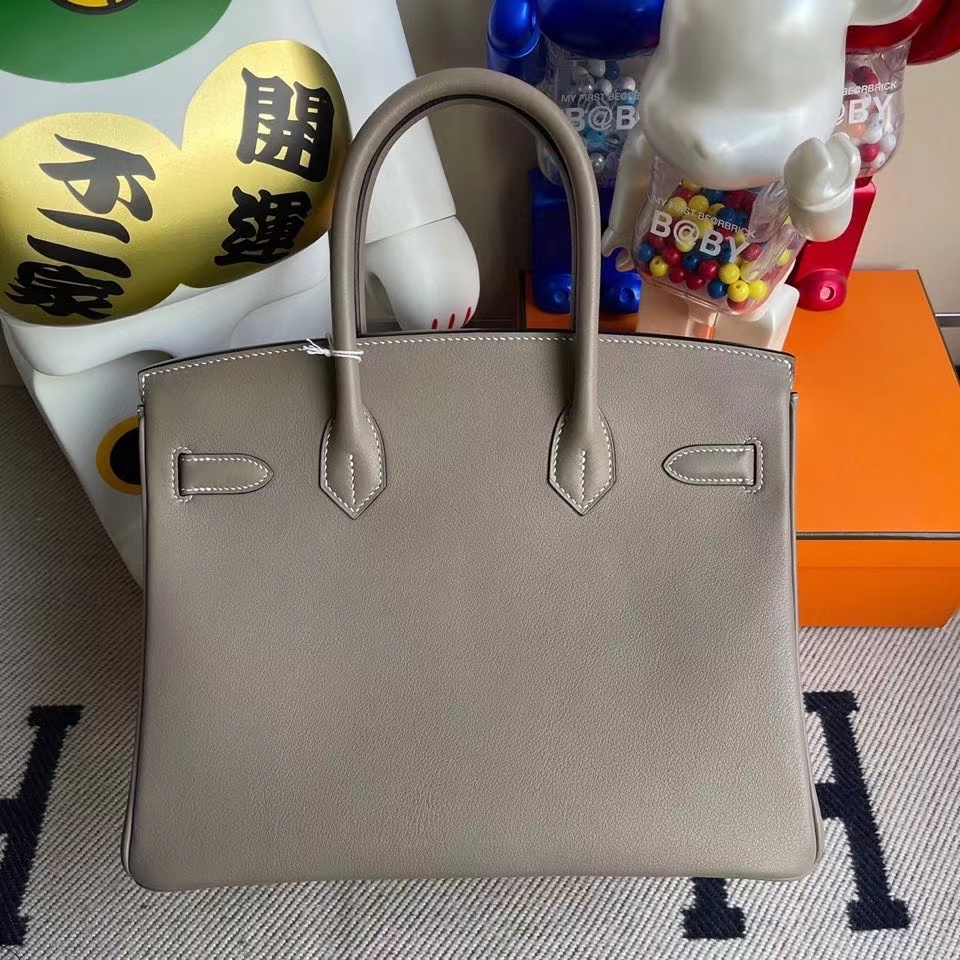Hermès（爱马仕）Birkin 30cm Swift  M8 沥青灰 gris Ashpite 金扣 顶级手缝 现货