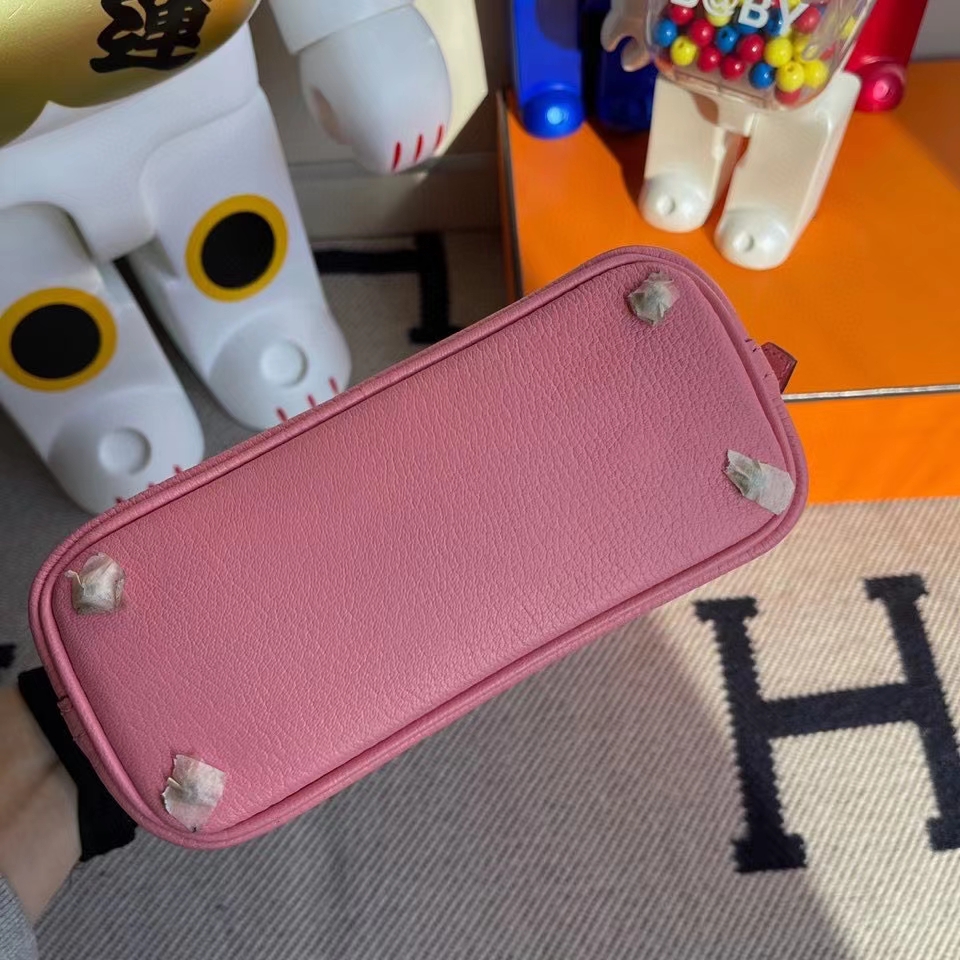 Hermès（爱马仕）Mini Bolide 山羊皮 1Ｑ奶昔粉 银扣 顶级手缝 现货