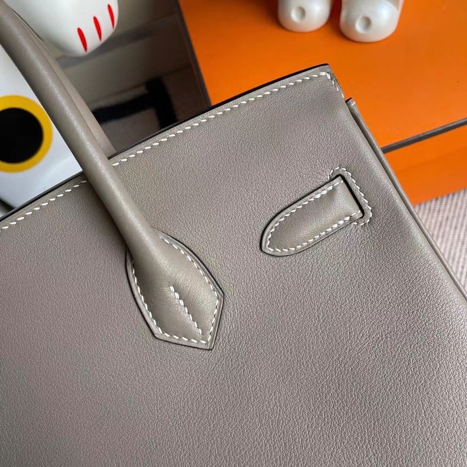 Hermès（爱马仕）Birkin 30cm Swift  M8 沥青灰 gris Ashpite 金扣 顶级手缝 现货