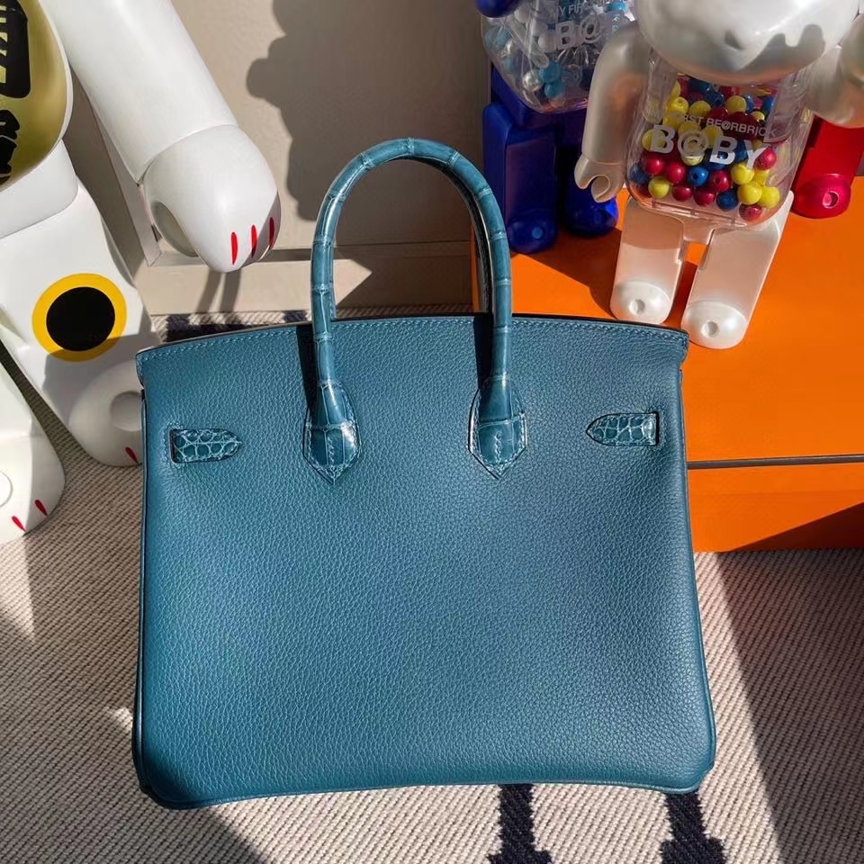 Hermès（爱马仕）Birkin 25cm Touch 系列 w0博斯普鲁斯绿 鳄鱼 银扣 顶级手缝 定制
