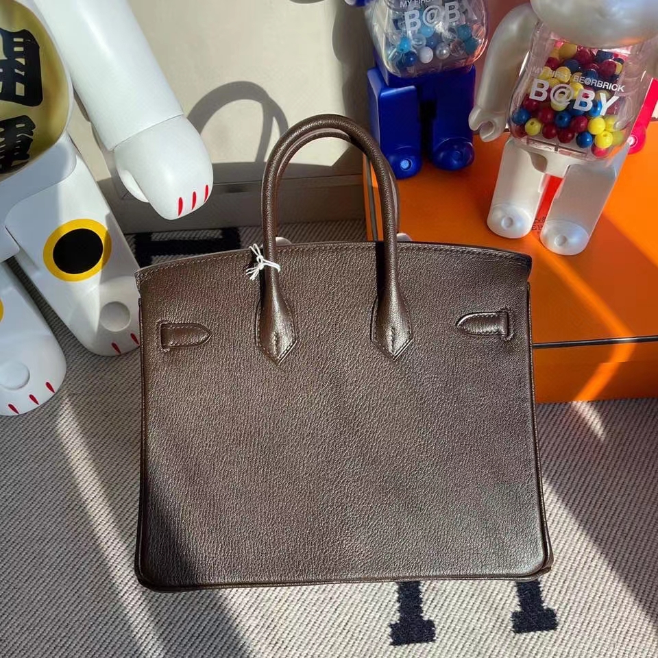 Hermès(爱马仕)Birkin 25cm chevre 山羊皮 乌木色内拼橙色 拉丝银扣 定制-拉尔森鳄鱼皮具定制 - 爱马仕包包官网 Hermès(爱马仕)Birkin 25cm chevre 山羊皮 乌木色内拼橙色 拉丝银扣 定制