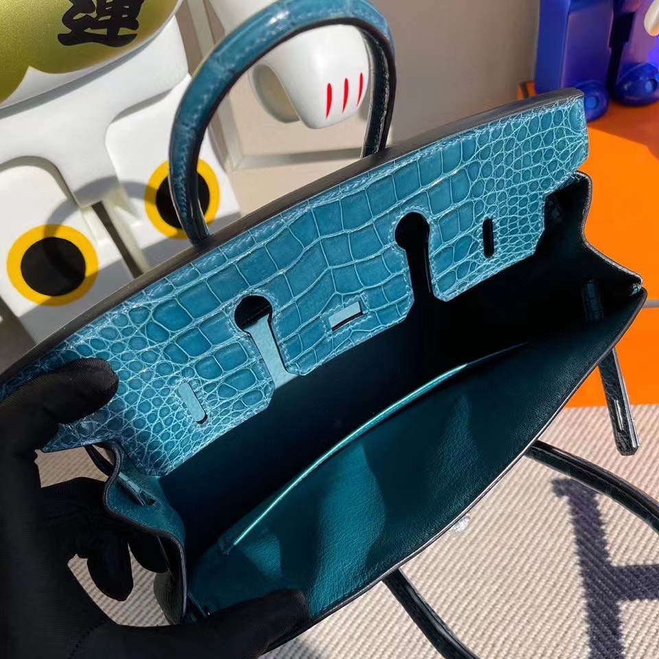 Hermès（爱马仕）Birkin 25cm Touch 系列 w0博斯普鲁斯绿 鳄鱼 银扣 顶级手缝 定制