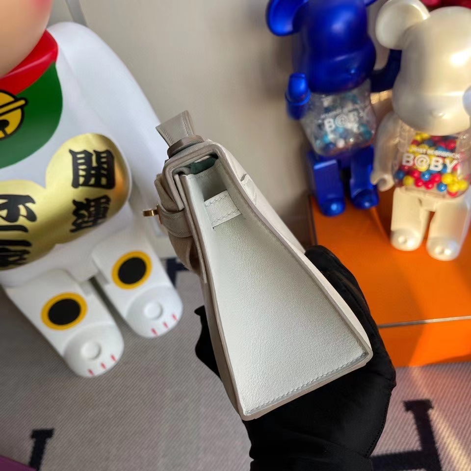 Hermès（爱马仕）Mini kelly pochette 22cm Swift 珍珠灰 金扣 顶级手缝 定制