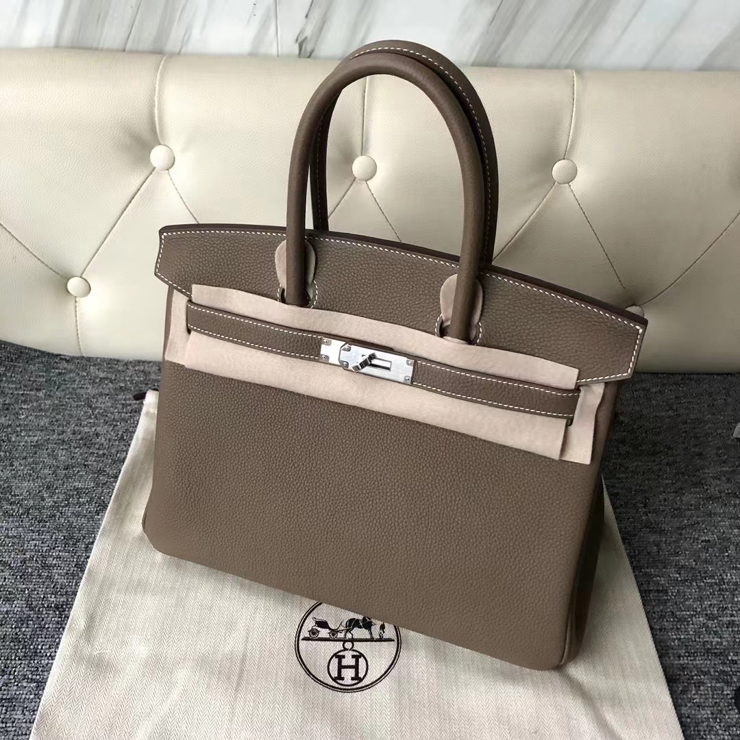 Hermès（爱马仕）Birkin 30cm Togo Ck18大象灰 顶级工艺 全手工缝制 银扣 现货
