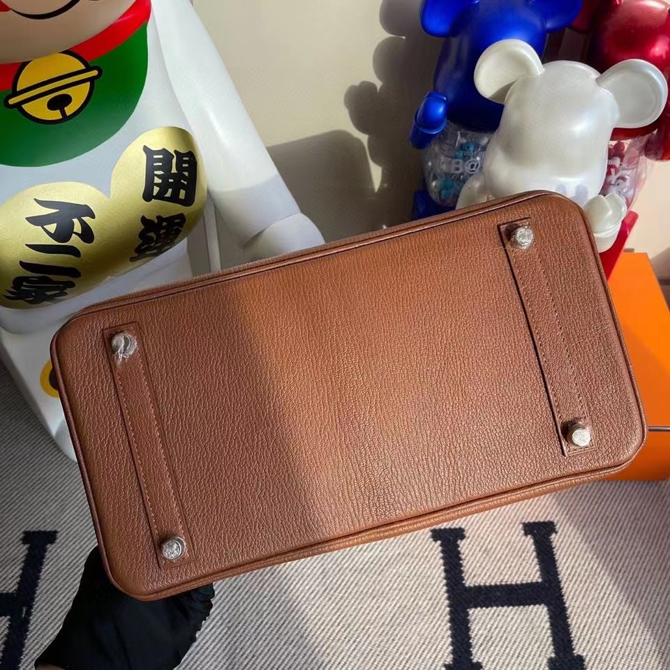 Hermès（爱马仕）Birkin 30cm 山羊皮 Chevre 蜜糖棕拼亮面鳄鱼 蜜糖棕 银扣 顶级手缝 定制