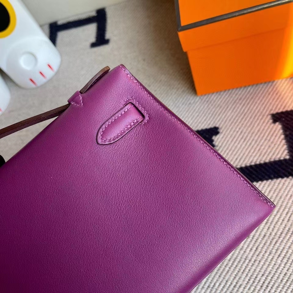 Hermès（爱马仕）Mini kelly pochette 22cm Swift anemone 薰衣草紫 金扣 顶级手缝 定制