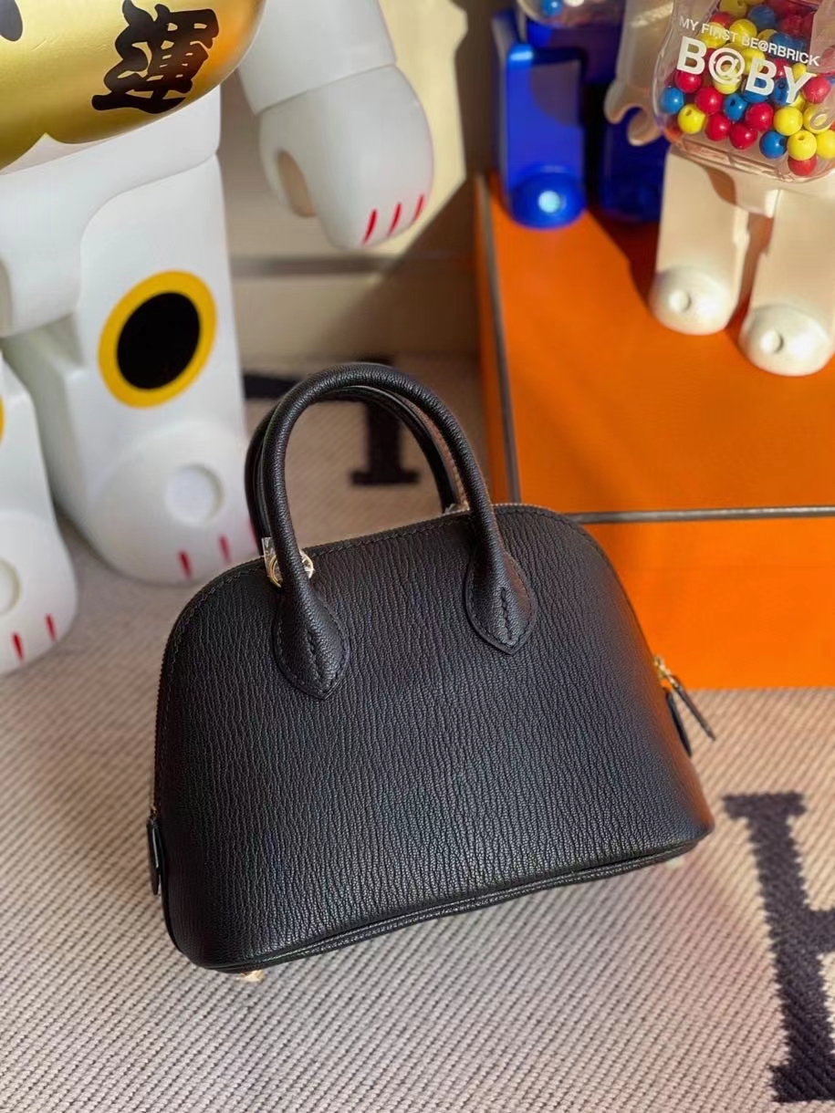 Hermès（爱马仕）Mini Bolide 山羊皮 ck89 黑色 Noir 金扣 顶级手缝 现货