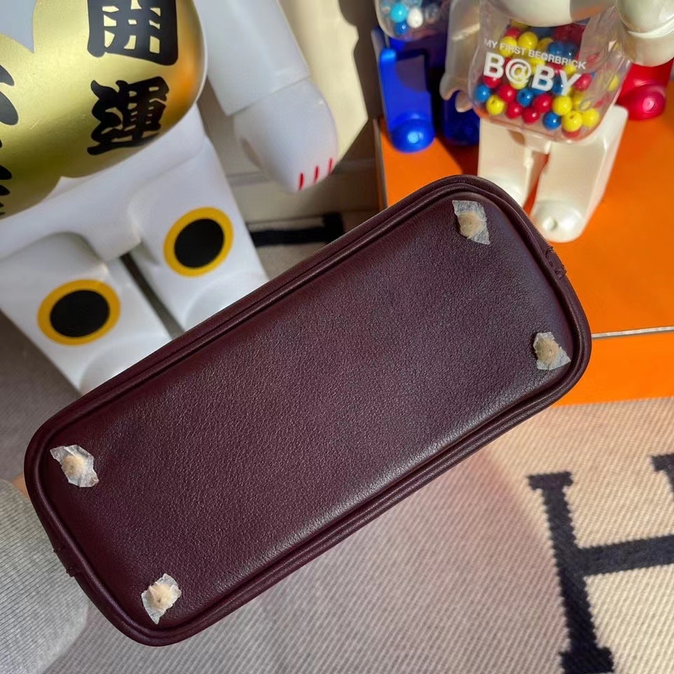 Hermès（爱马仕）Mini Bolide 山羊皮 ck57波尔多酒红 Bordeaux  金扣 顶级手缝 现货